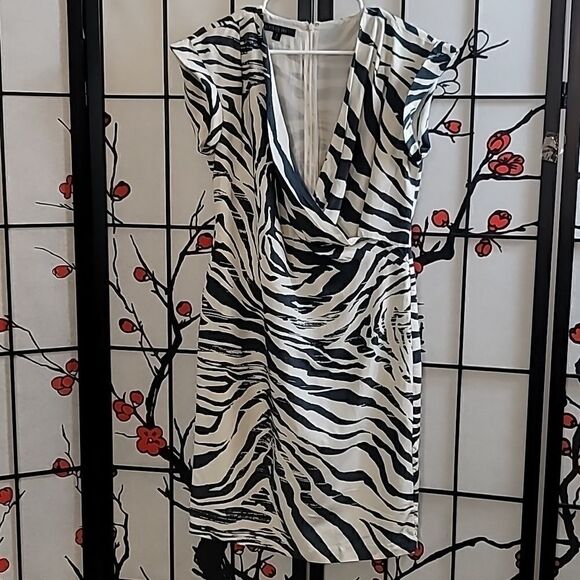 Lafayette 148 100% silk Zebra Printed Cassandra midi dress - Picture 1 of 13